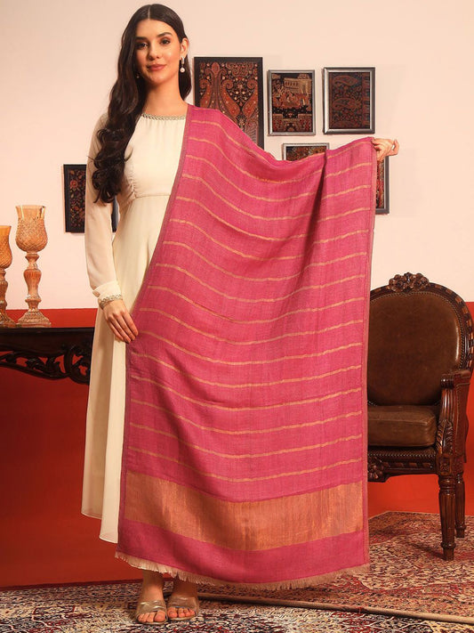 Dhiyona PA Gulzarim Striped Woven Design Reversible Woolen Shawl