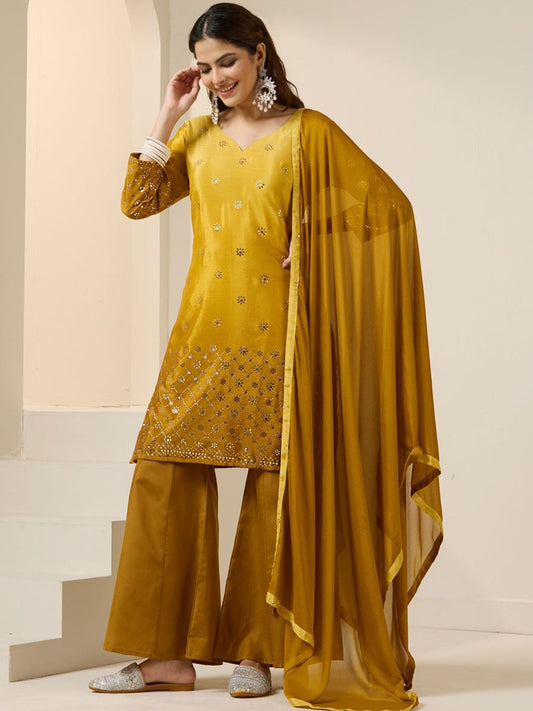Dhiyona IS Women's Women Floral Printed Regular Kurta with Palazzos & With Dupatta