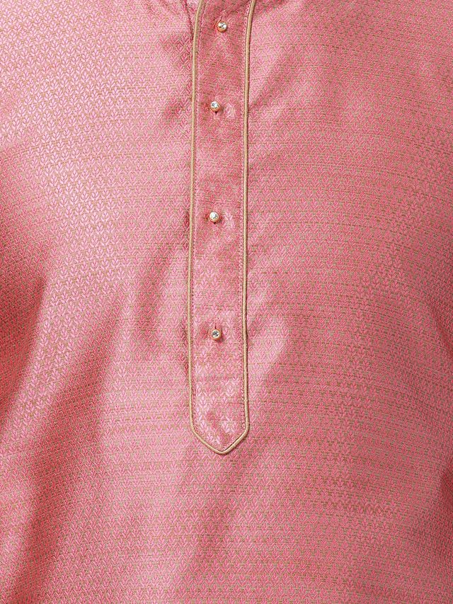Men's Pink Silk Blend Straight Kurta Pyjama Set