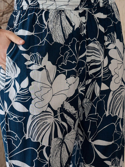 Women Floral Printed Regular Pure Cotton Kurta with Trousers
