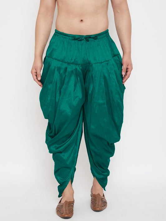 Men's Green Silk Blend Regular Dhoti