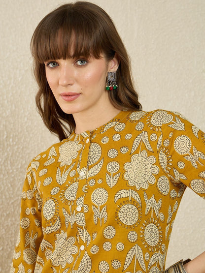 Floral Printed Pure Cotton Kurta With Trouser