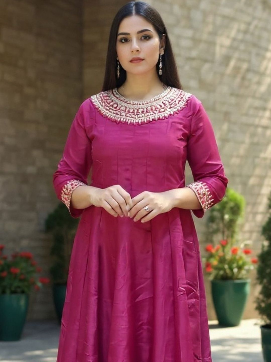Women Ethnic Motifs Embroidered Anarkali Kurta with Trousers