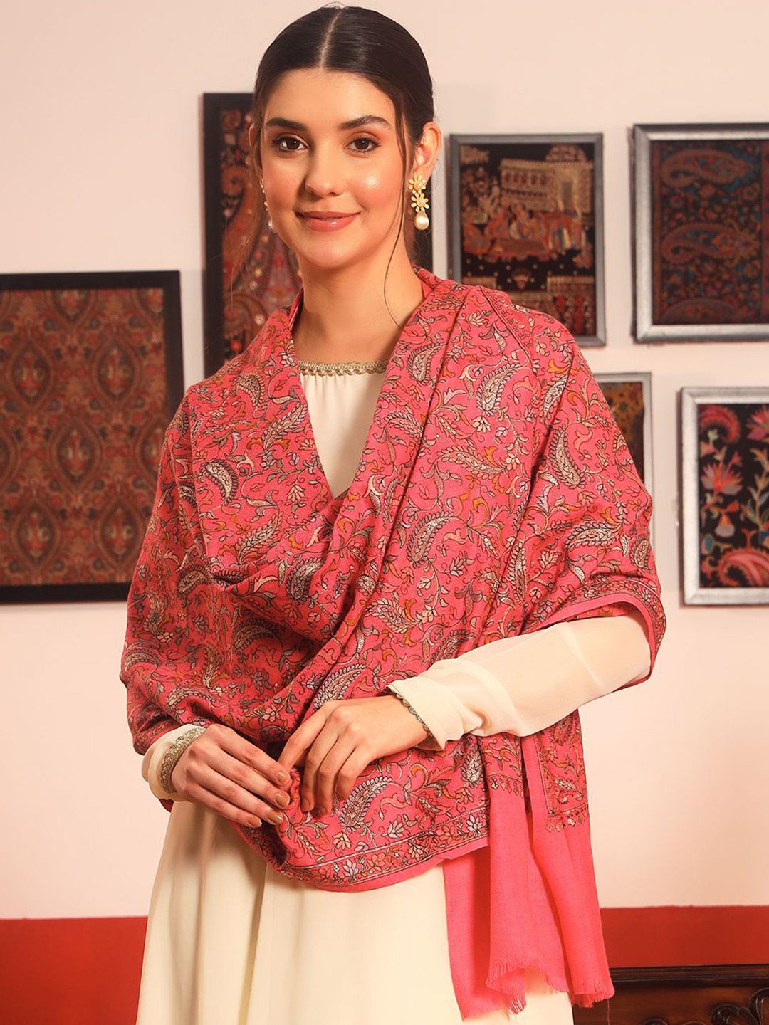 Dhiyona PA Paisley Embroidered Rangrez Pure Woolen Shawl