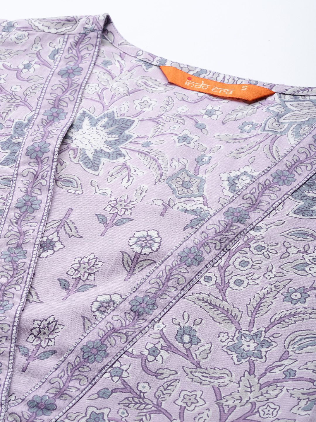 Floral Printed Pleated Pure Cotton Kurta With Trousers & Dupatta