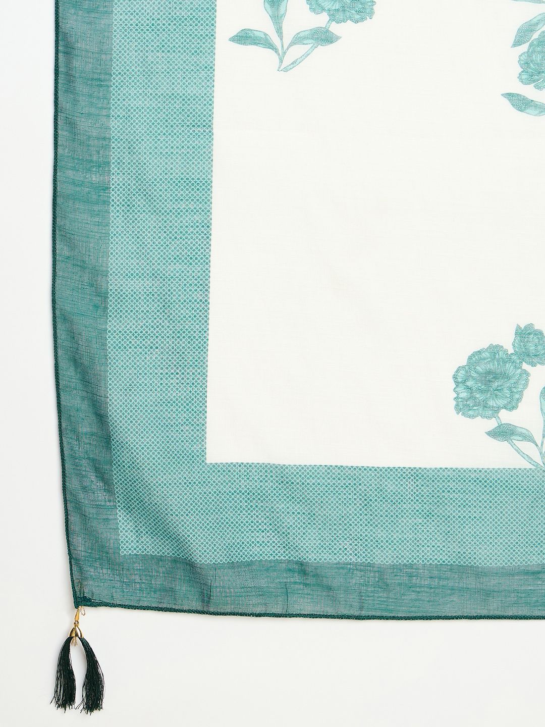 Dhiyona IE Women Floral Embroidered Thread Work Pure Cotton Kurta with Trousers & Dupatta