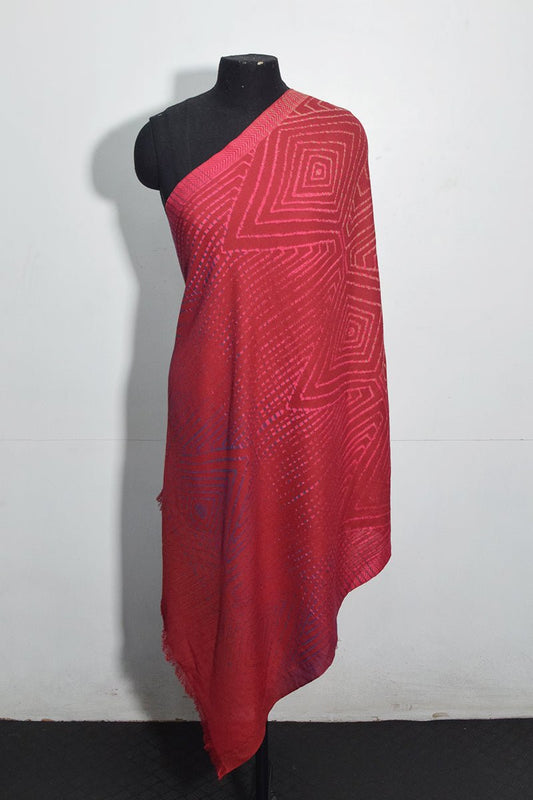 Red Pashmina Woven Jacquard Shawl