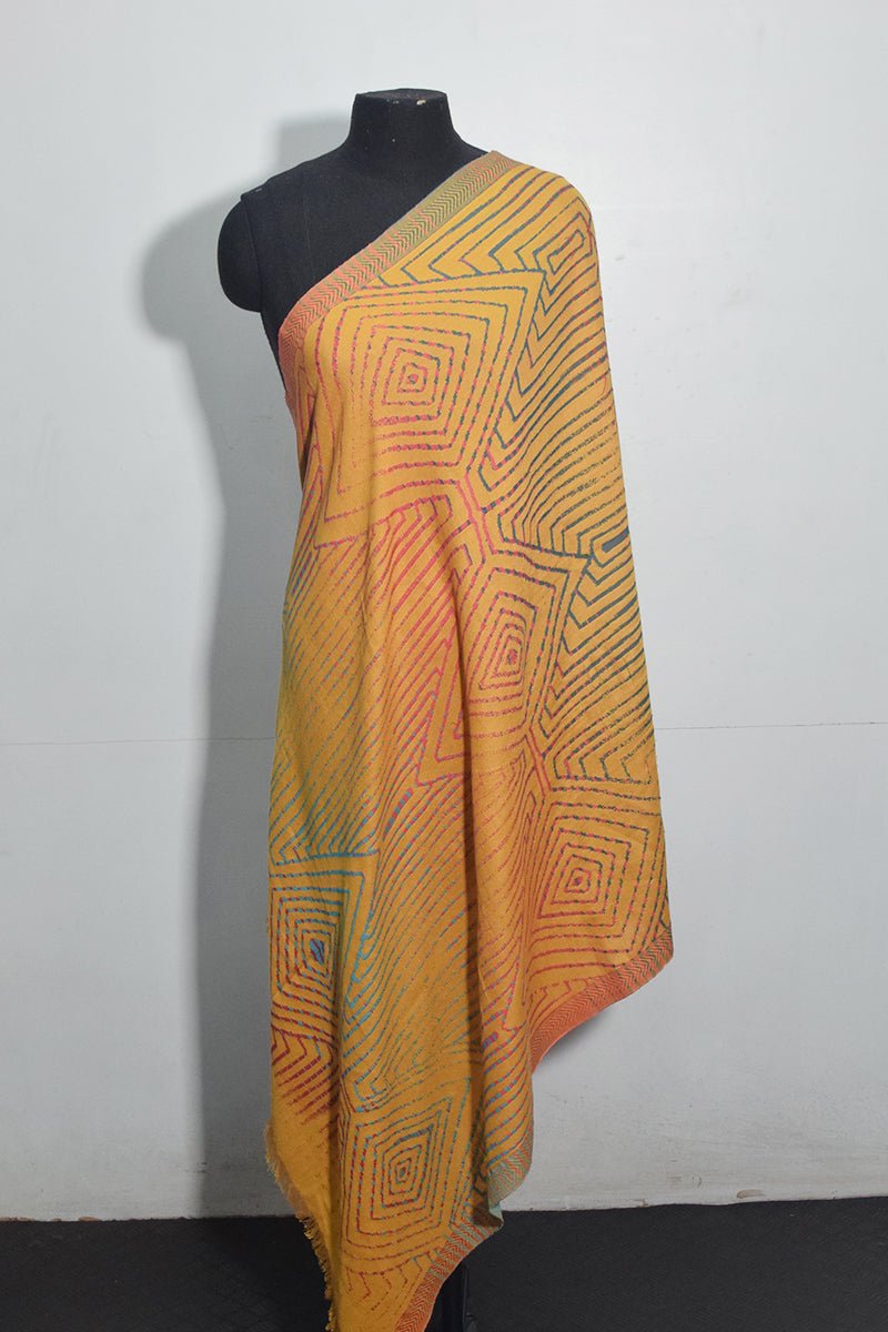 Mustard Pashmina Woven Jacquard Shawl