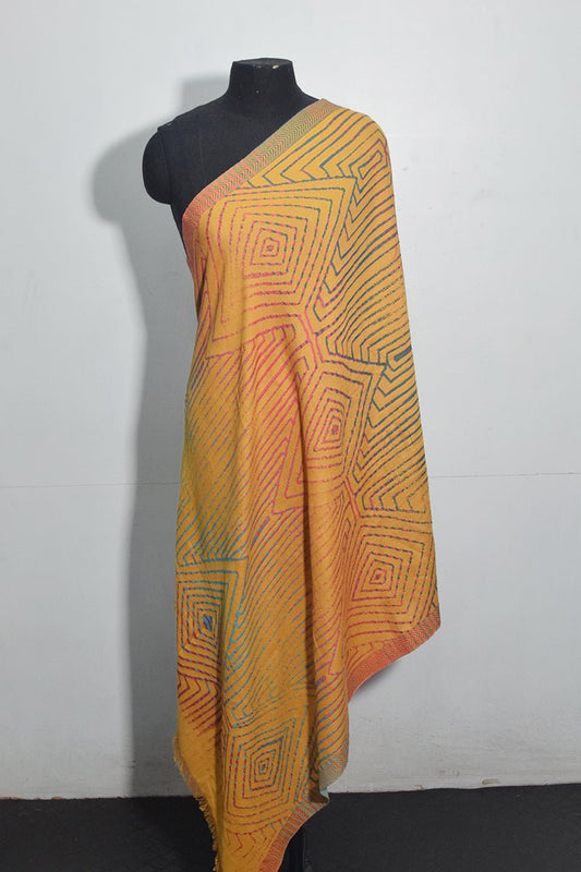 Mustard Pashmina Woven Jacquard Shawl