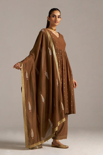Dhiyona GF Women's Toffee Zari Woven Festive Kurta Set