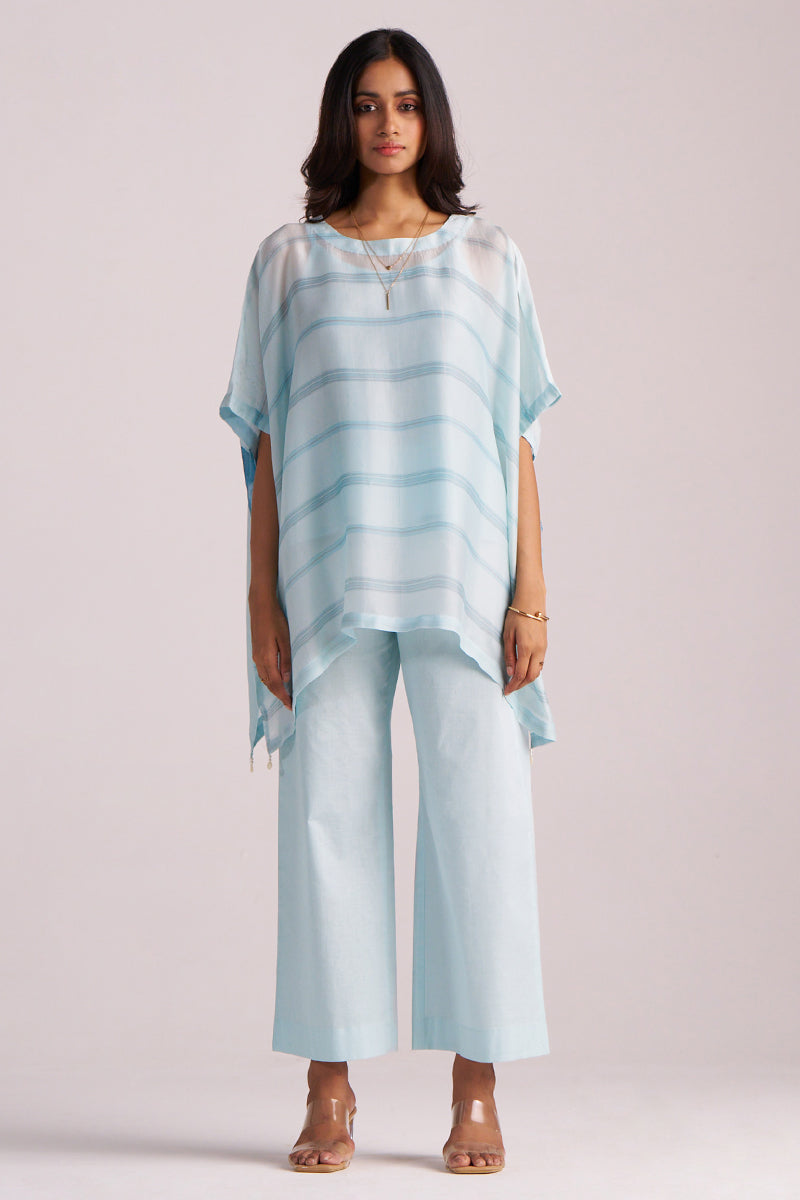 Dhiyona GF Women's Misty Blue Silk Kaftaan Co-ord Set