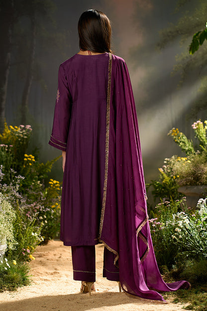 Dhiyona GF plum bemberg silk festive kurta set