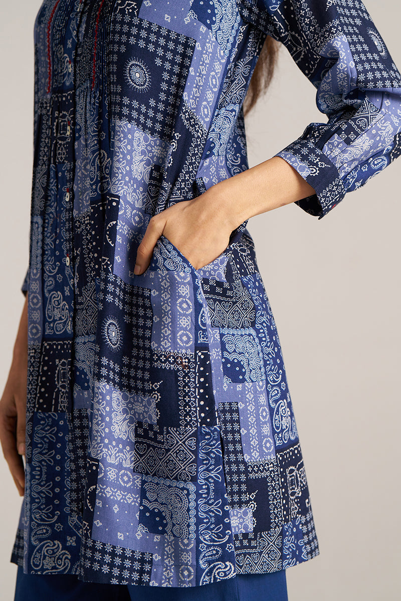 Dhiyona GF Women's Blue Print Cotton Co-ord Set