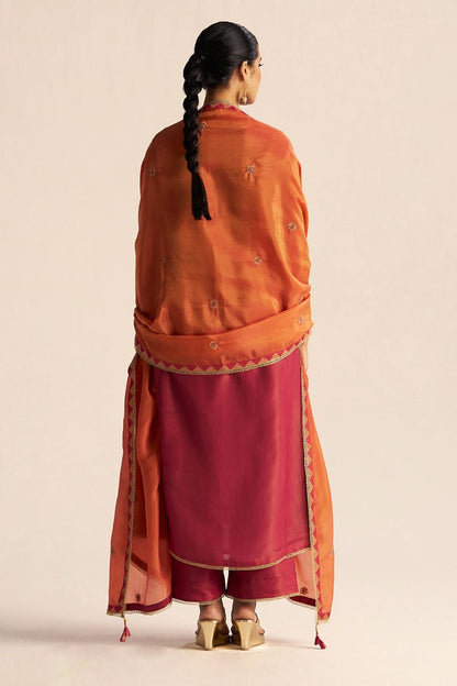 Dhiyona GF cherries jubilee kurta with burnt sienna dupatta festive kurta set