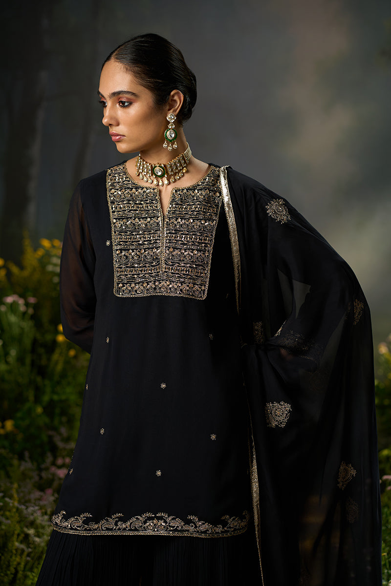 Dhiyona GF kohl black festive sharara kurta set