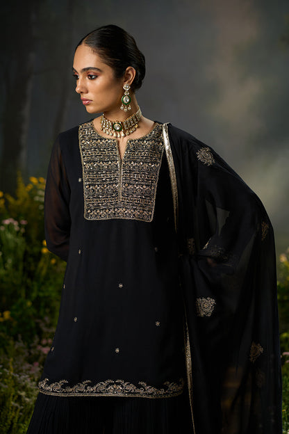 Dhiyona GF kohl black festive sharara kurta set