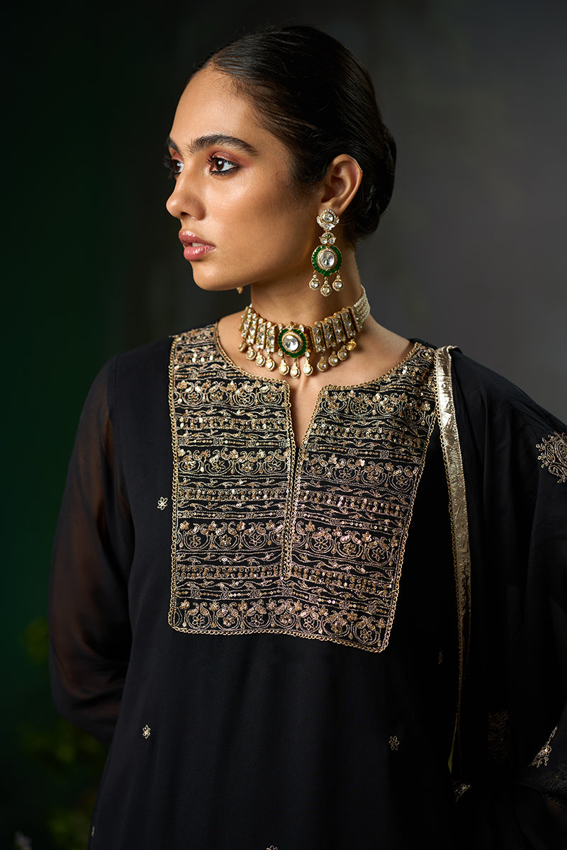 Dhiyona GF kohl black festive sharara kurta set