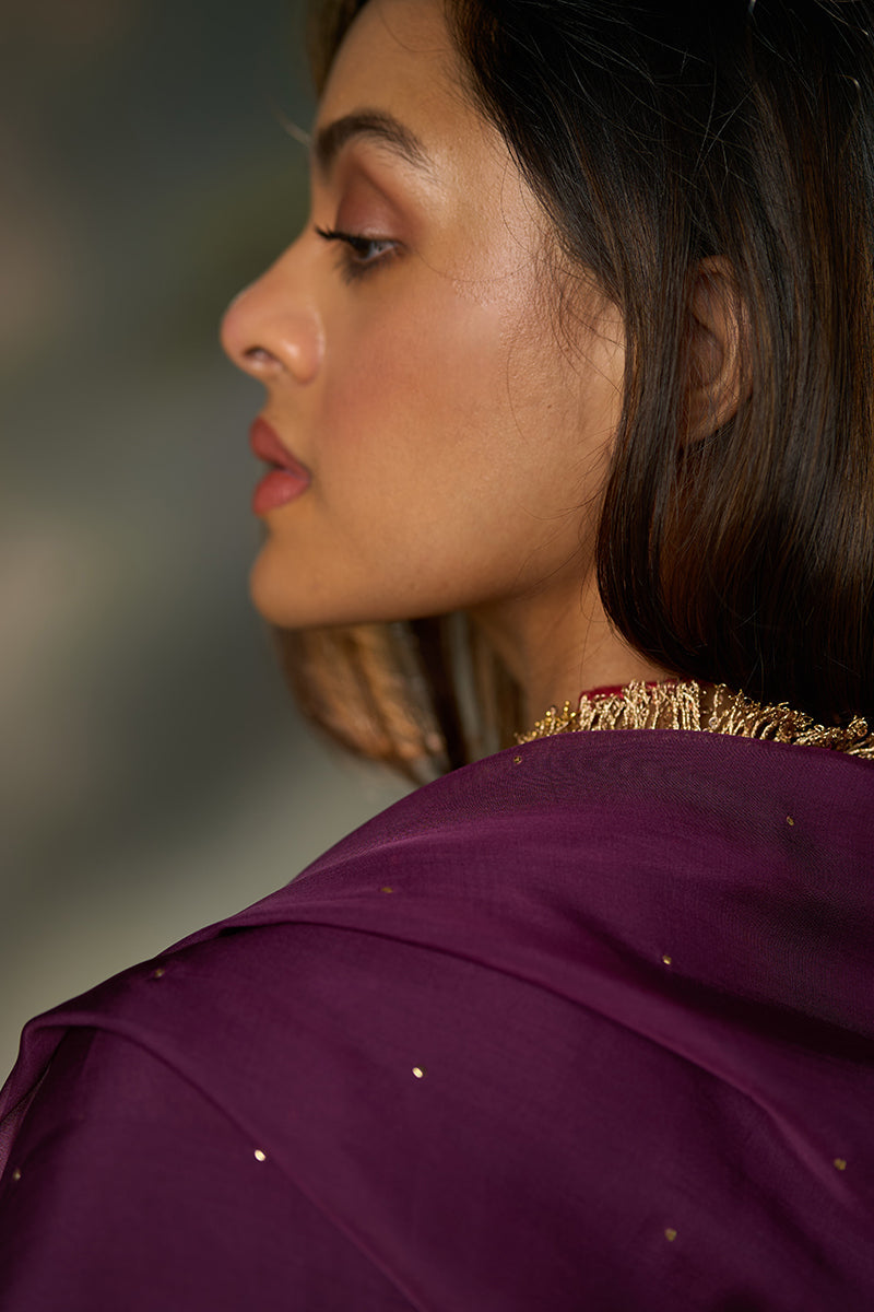 Dhiyona GF plum bemberg silk festive kurta set