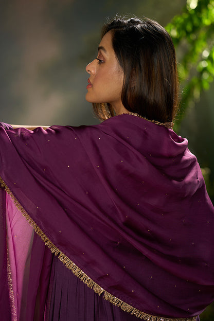 Dhiyona GF plum bemberg silk festive kurta set