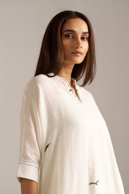 Dhiyona GF Women's Cream and Black Woven Cotton Co-ord Set