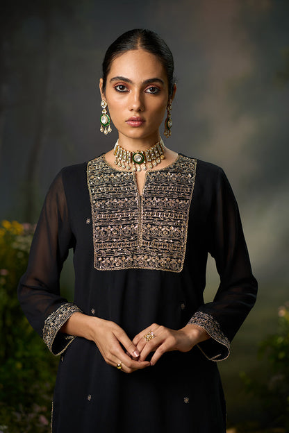 Dhiyona GF kohl black festive sharara kurta set