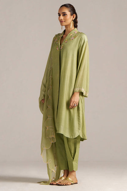 Dhiyona GF Women's Winter Pear Bemberg Silk Festive Kurta Set