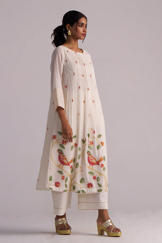 Dhiyona GF Women's Ivory Jamdani Woven Pure Cotton Co-ord Set