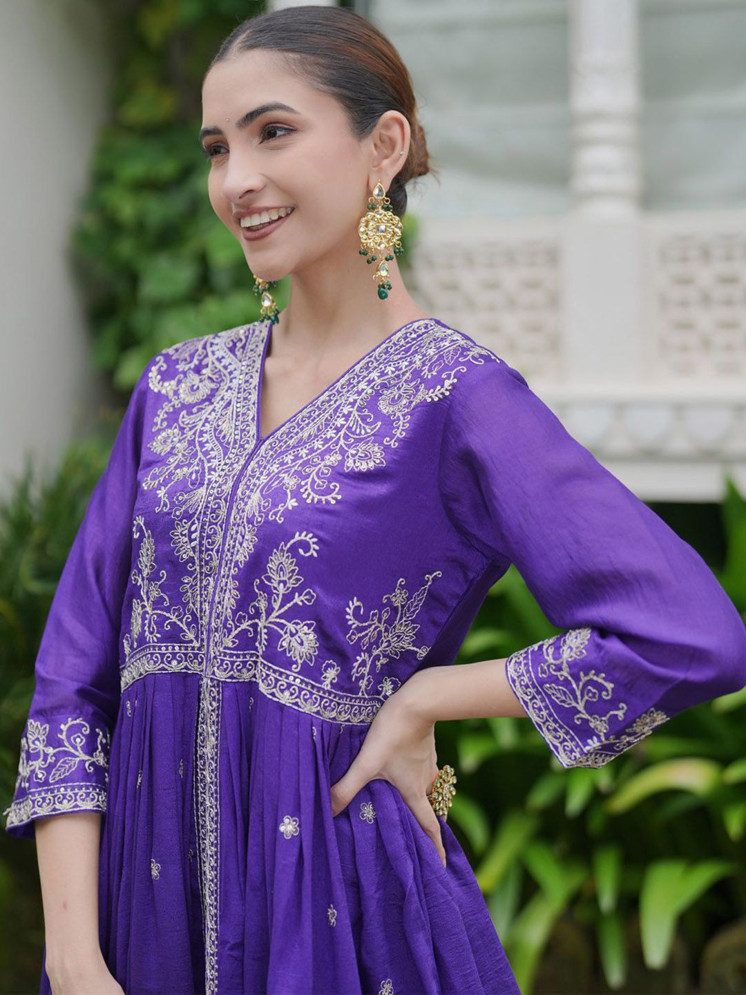 Women Ethnic Motifs Embroidered Empire Kurta with Trousers