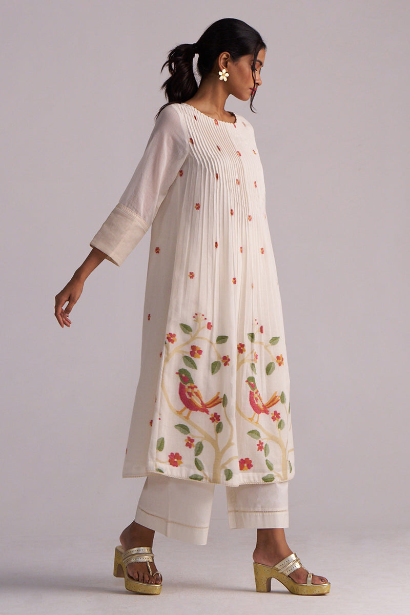 Dhiyona GF Women's Ivory Jamdani Woven Pure Cotton Co-ord Set