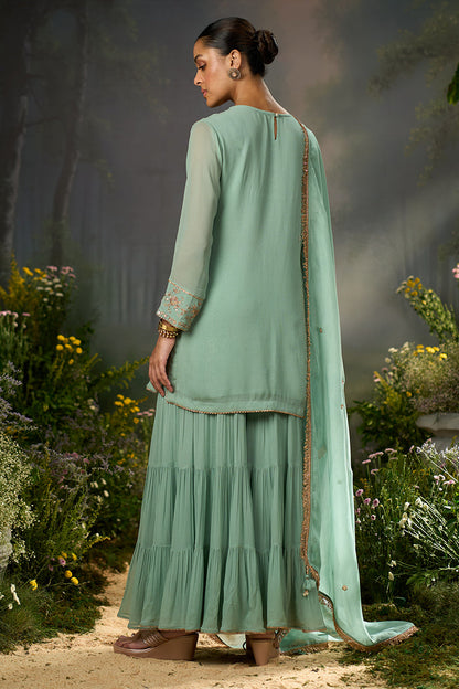 Dhiyona GF granite green festive sharara kurta set