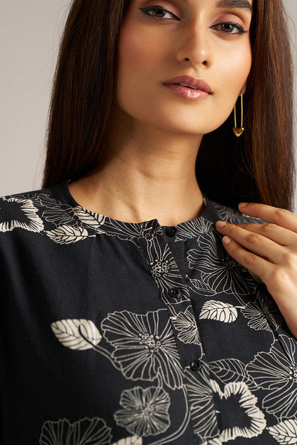 Dhiyona GF black and white linen print co ord set