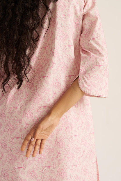 Women's Pink and Ivory Pure Cotton Loungewear