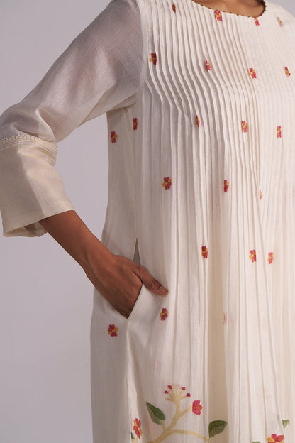 Dhiyona GF Women's Ivory Jamdani Woven Pure Cotton Co-ord Set