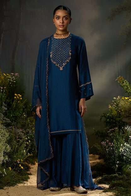 Dhiyona GF moonlit ocean raw silk festive kurta set