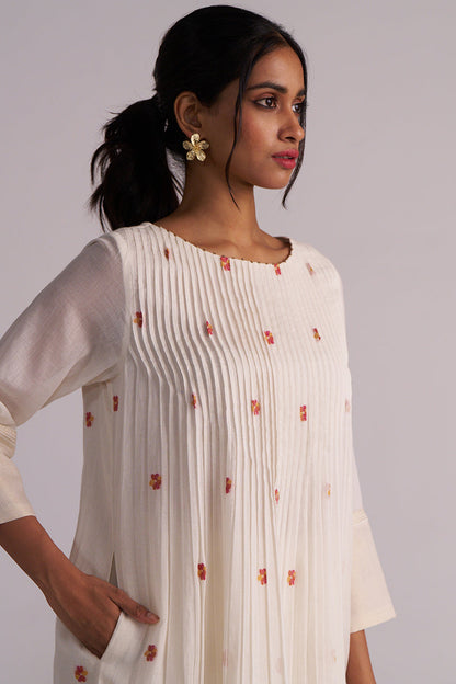 Dhiyona GF Women's Ivory Jamdani Woven Pure Cotton Co-ord Set