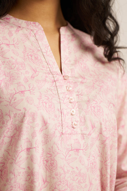 Women's Pink and Ivory Pure Cotton Loungewear