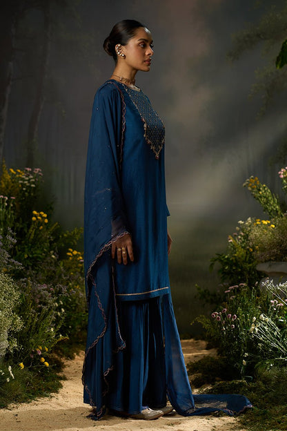 Dhiyona GF moonlit ocean raw silk festive kurta set