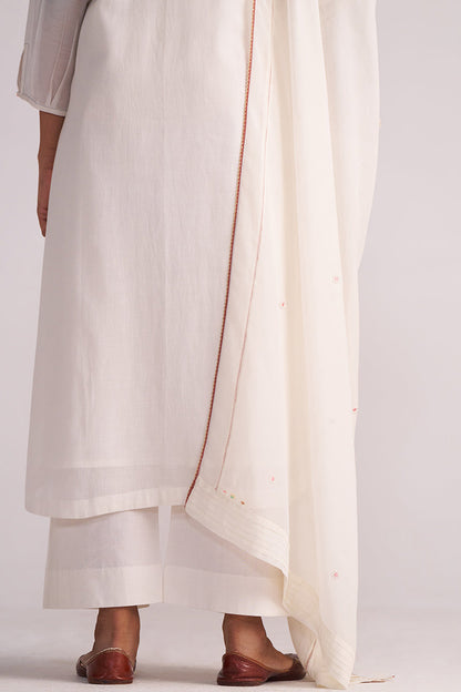 Ivory Embroidered Kurta Set on a white background