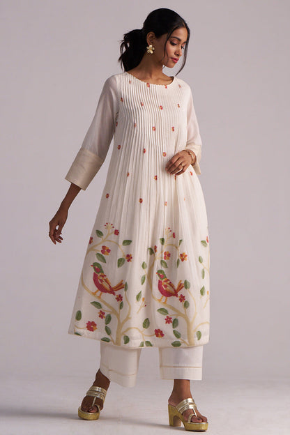 Dhiyona GF Women's Ivory Jamdani Woven Pure Cotton Co-ord Set