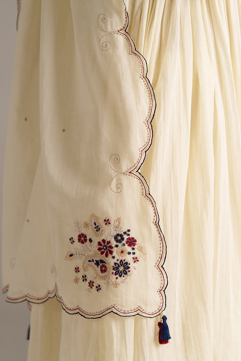 Dhiyona GF Women's Ivory Mul-Cotton Festive Kurta Set