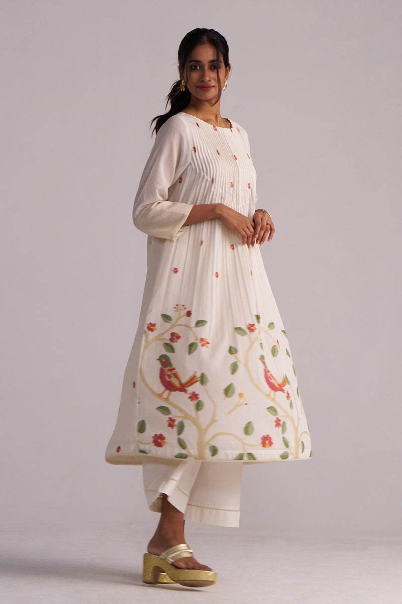 Dhiyona GF Women's Ivory Jamdani Woven Pure Cotton Co-ord Set