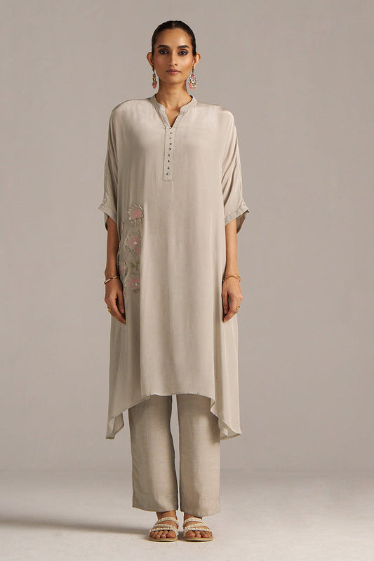 Dhiyona GF Women's Ash Grey Crepe Silk Co-ord Set