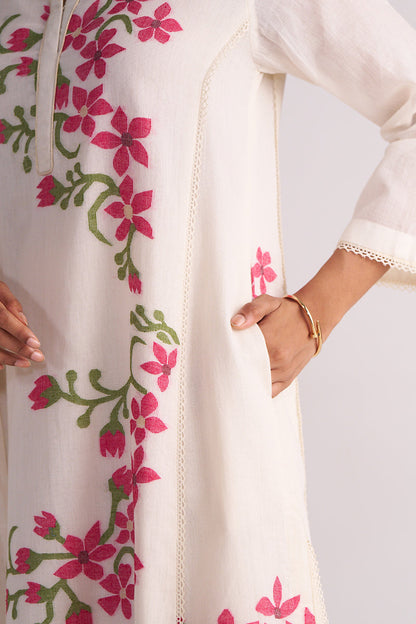 Dhiyona GF Women's Ivory Woven Pure Cotton Co-ord Set