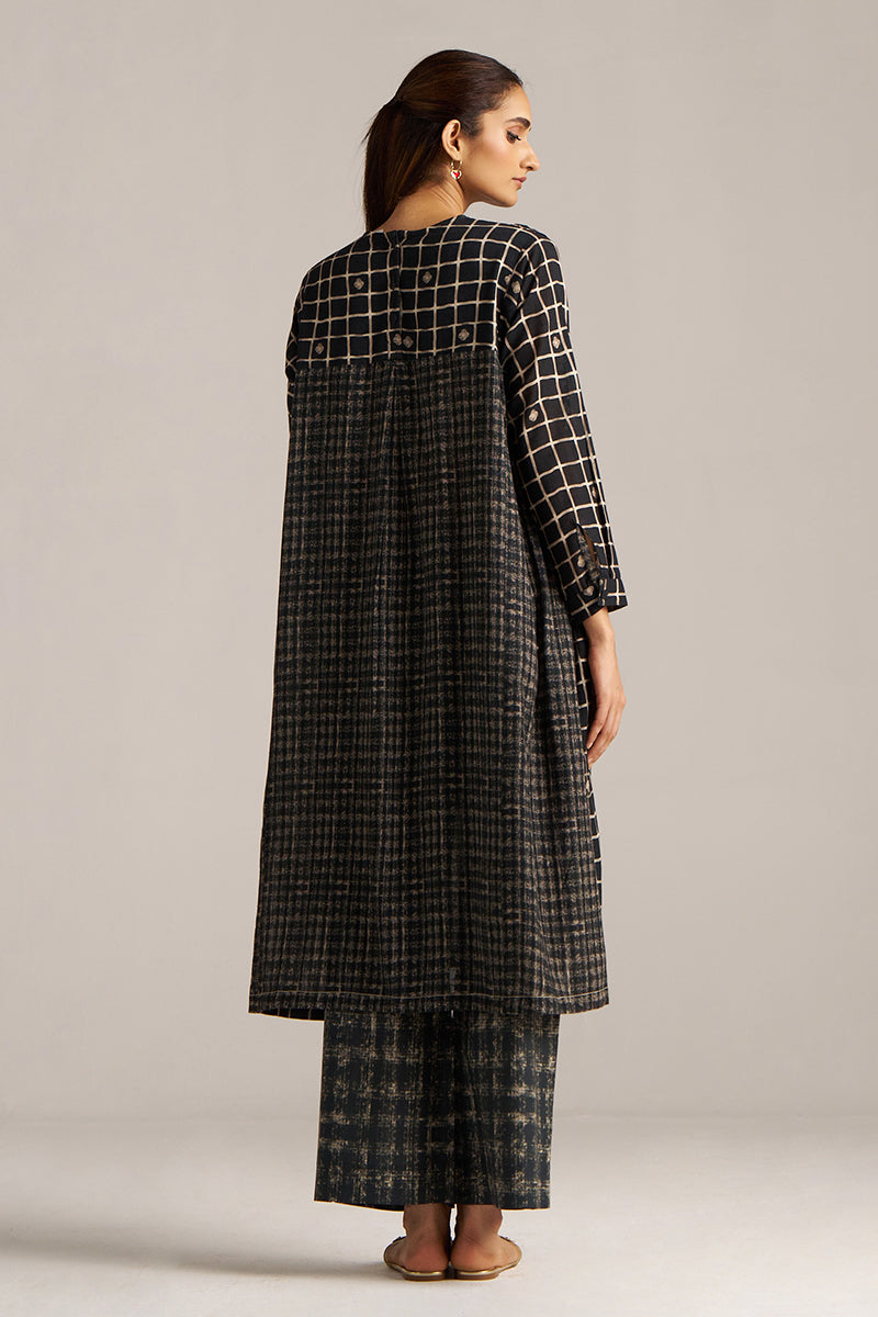 Dhiyona GF Women's Black Check Print Linen Co-ord Set