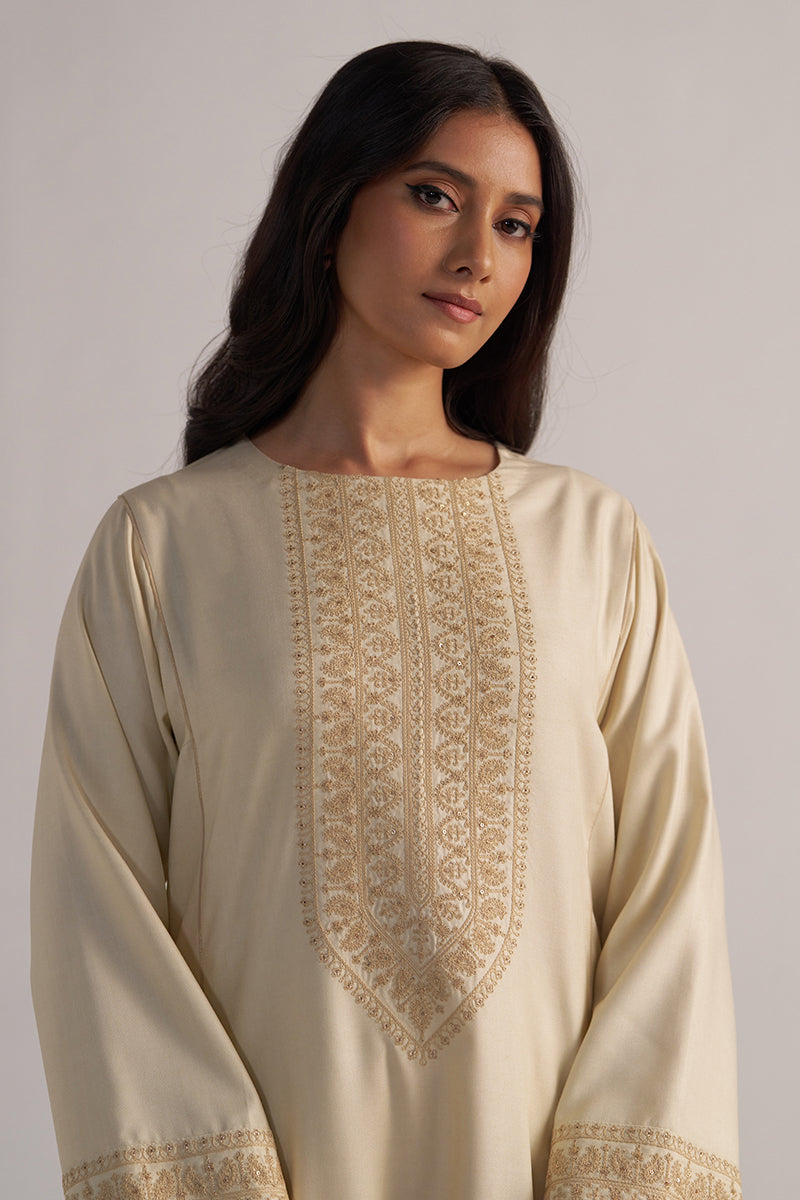 Dhiyona GF Women's Cloud Cream Pashmina Kurta Set