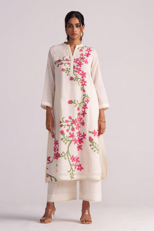 Dhiyona GF Women's Ivory Woven Pure Cotton Co-ord Set
