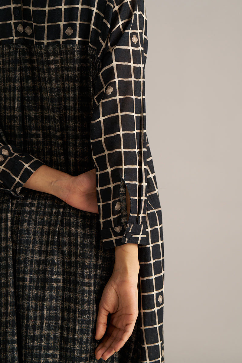 Dhiyona GF Women's Black Check Print Linen Co-ord Set