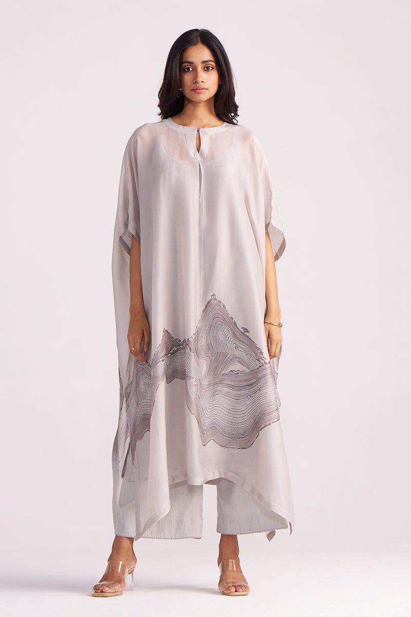 Dhiyona GF Women's Ash Grey Silk Kaftaan Co-ord Set