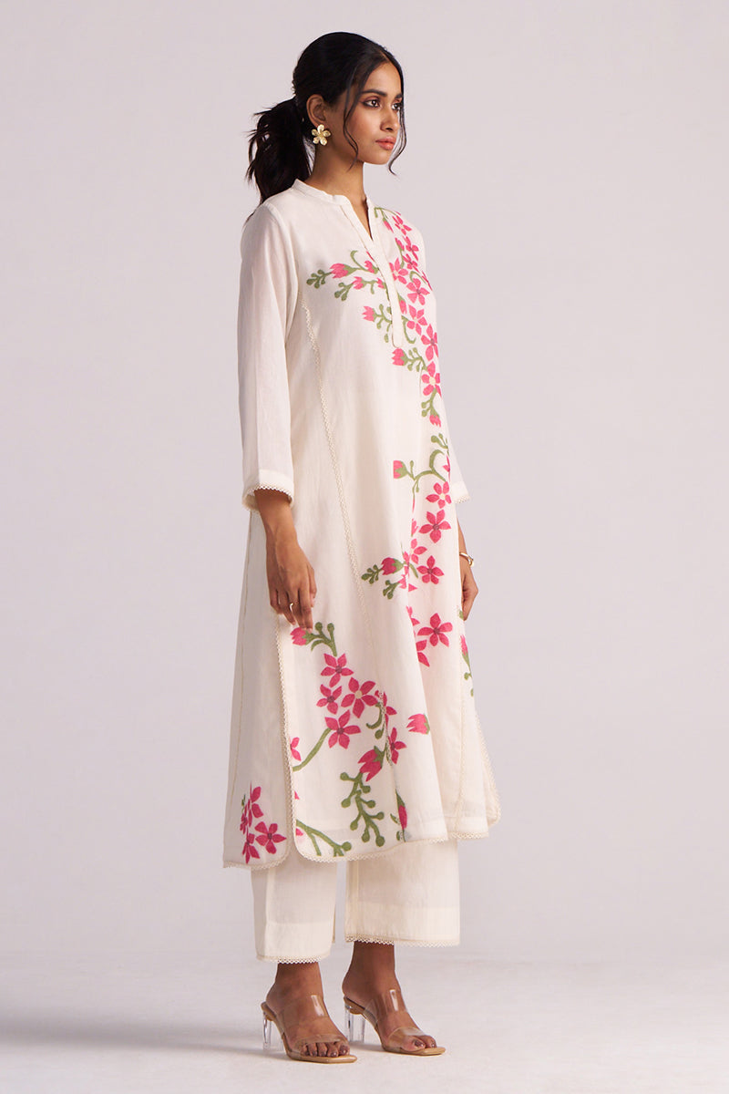 Dhiyona GF Women's Ivory Woven Pure Cotton Co-ord Set