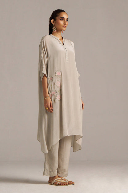 Dhiyona GF Women's Ash Grey Crepe Silk Co-ord Set